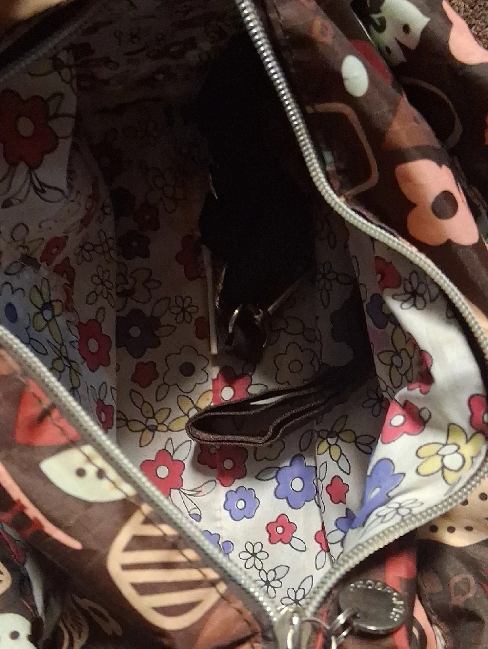 LeSportsac Brown Multicolored Floral Purse W/ Crossbody Strap